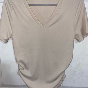 Elegant Cream V-Neck Women's Top